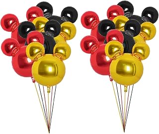 12 Pieces Mickey Party Balloons, 24” Red Black Gold Mouse Foil Balloons for Gender Reveal Baby Shower Wedding Kids Theme Birthday Party Decoration Supplies
