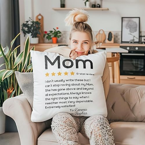 Miniatura 2 de Custom Five-Star Throw Pillow Cover for Mom, Personalized Name Mother's Day Home Decor Gift for Mother Mom Mama