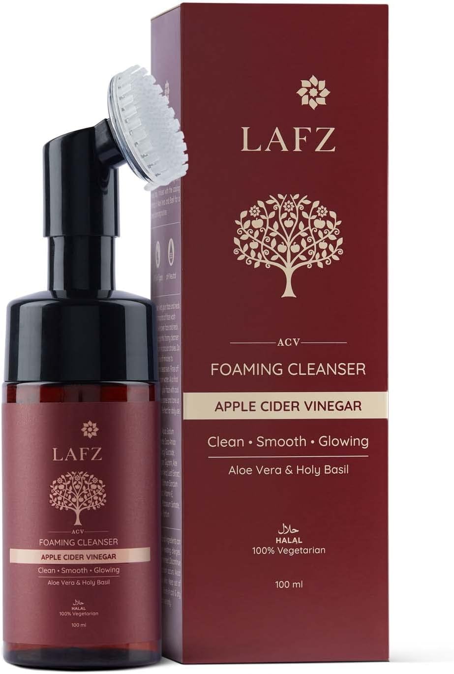 Apple Cider Vinegar Foaming Face Wash غسول رغوي بخل التفاح مع فرشاة تنظيف عميق مدمجة – منظف متوازن الرقم الهيدروجيني للرجال والنساء، يزيل الشوائب والزيوت الزائدة، ١٠٠ مل