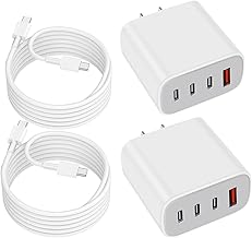 USB-C Charger Block,Wall Charger Block with C to C Cable,4-Port Power Adapter and Wall Plug Multiport Type C Charging Block Cube Compatible with iPhone 16 15 Pro Max XR XS and Tablets