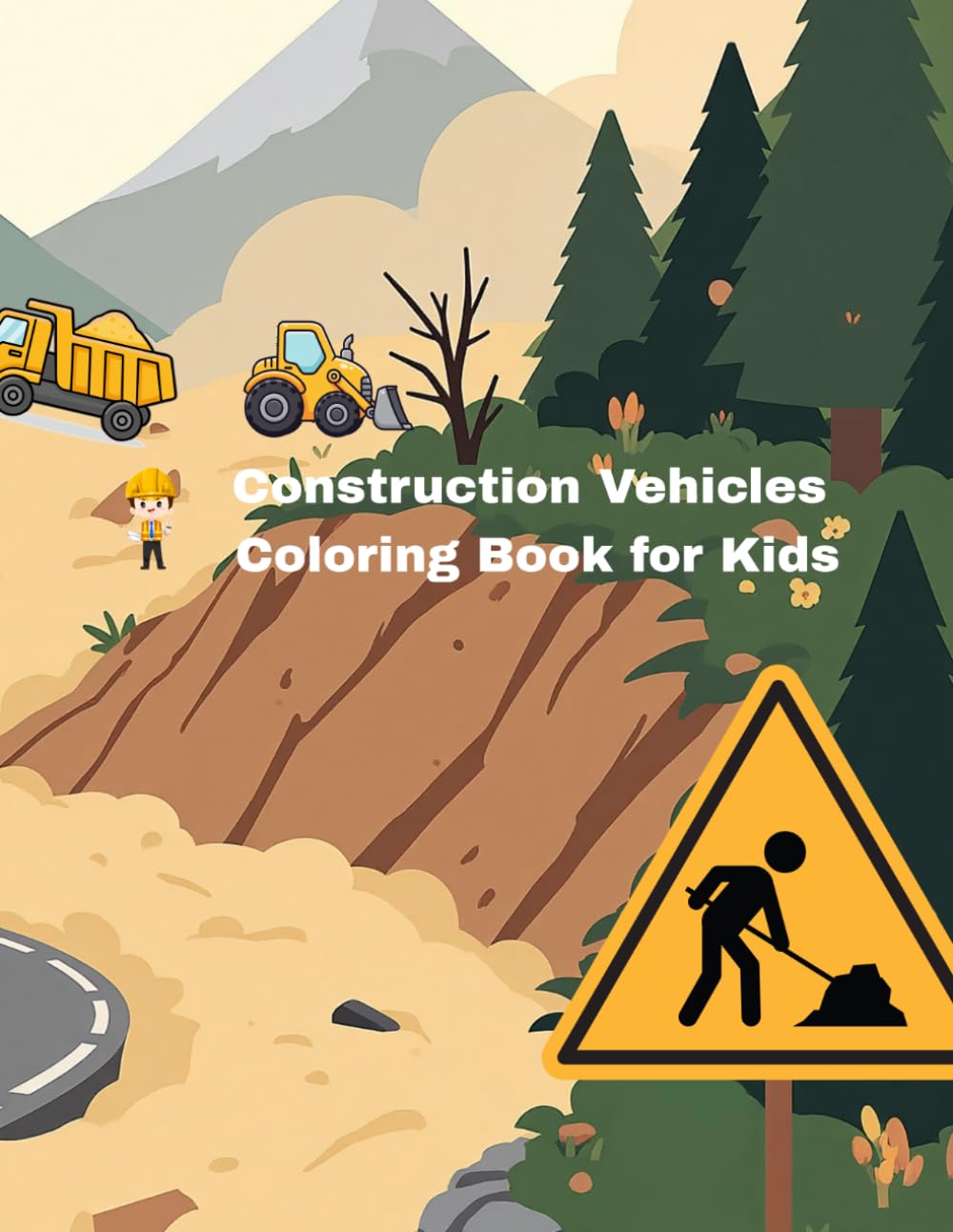 Construction Vehicles Coloring Book for Kids: Excavators, Cranes, Cement Trucks, Bulldozers and More Fun Machines Ages 3–8