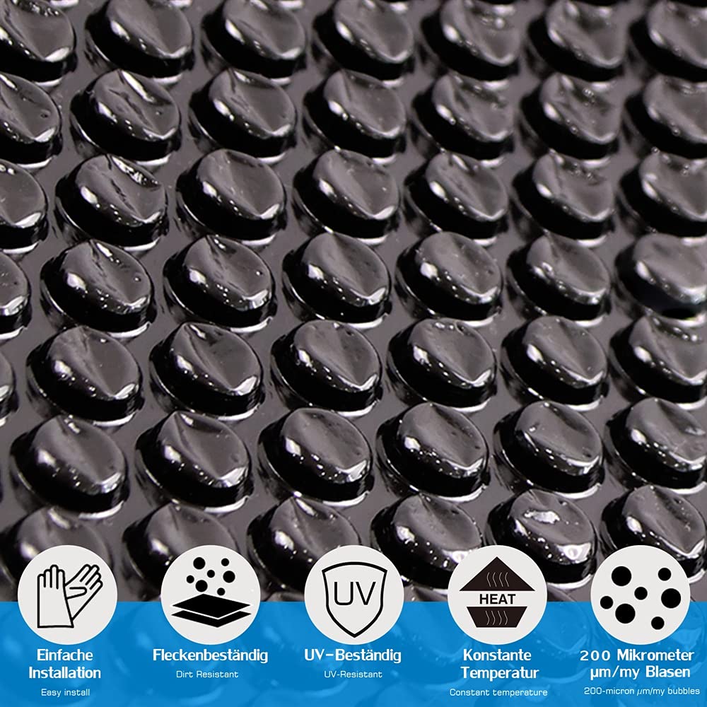 Mucola Solarfolie Pool 549x274 cm Schwarz 400µm mit Ösen – Poolabdeckung Wärmeplane PVC UV-beständig reißfest
