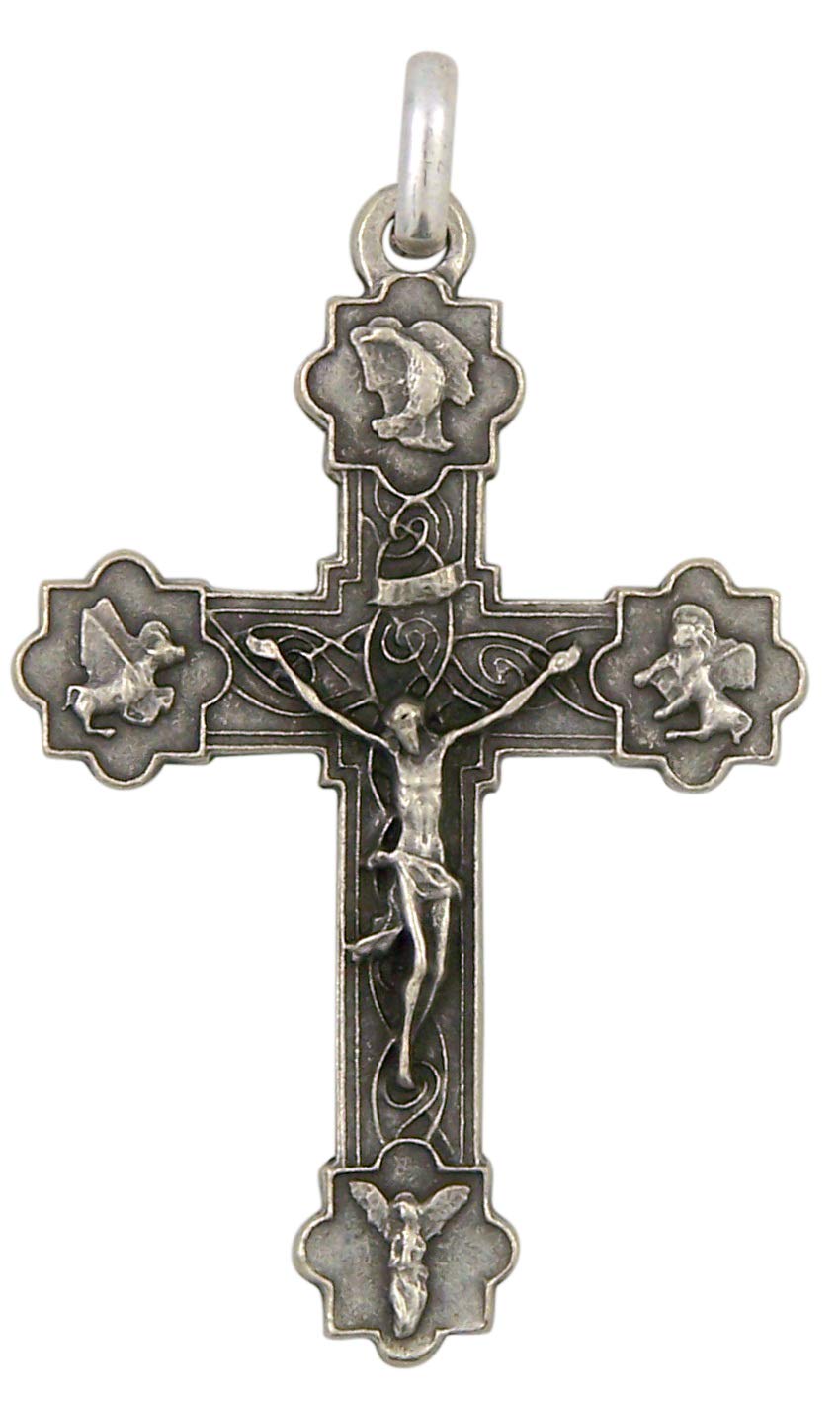 Needzo Religious 4 Evangelists Crucifix Necklace Pendant, 2 Inch