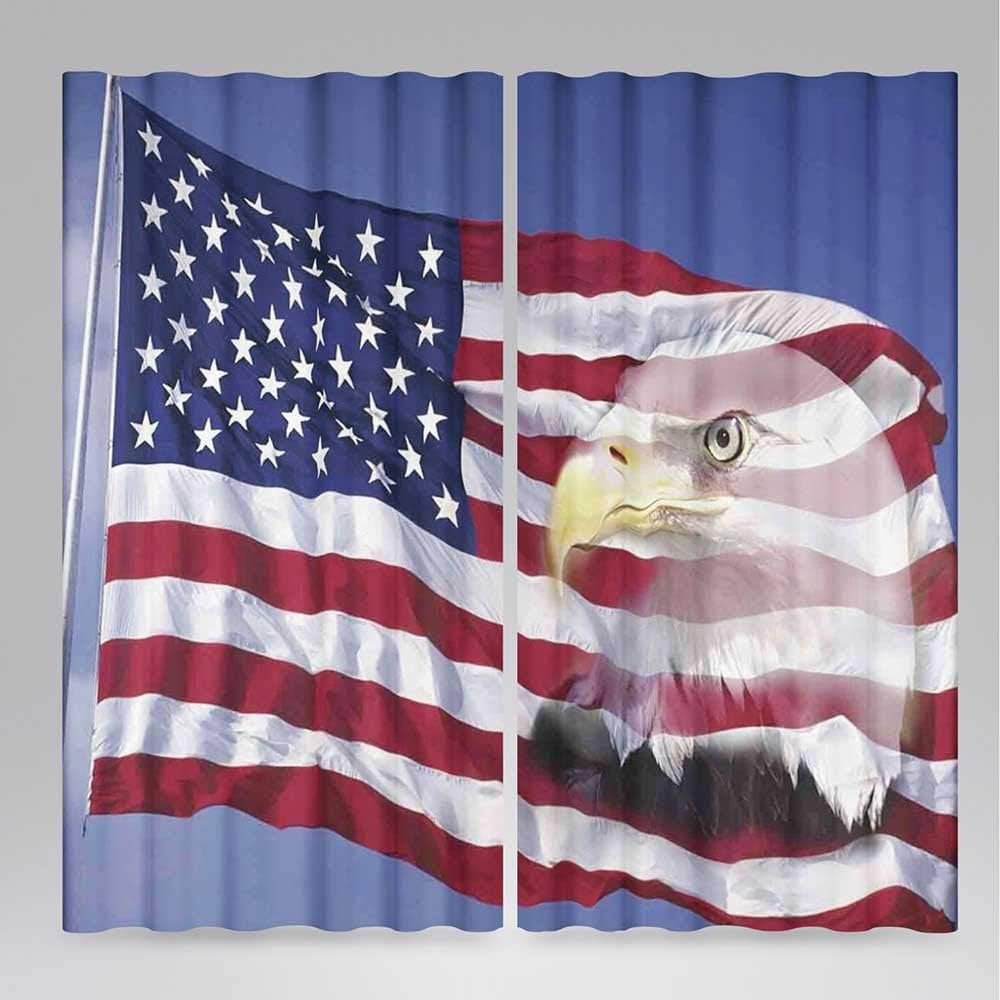 Amazon アメリカ国旗インテリアロングカーテン 風にblessアメリカ国旗とイーグルアイコンダブル露出citizenイメージ リビングルームベッドルームウィンドウドレープ2パネルセット 104 W 63 L マルチ 104 W 84 L W264 L213 カーテン オンライン通販
