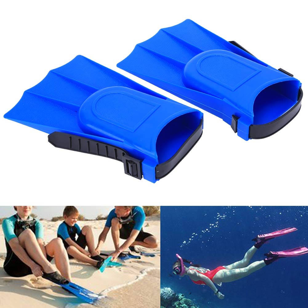 Generic A Pair PVC Children Lightweight Diving Swimming Training Fins Snorkeling Short Flippers (25 yards-30 Yards), Blue, Generic9y8pa6ushi-11