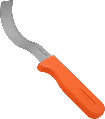 Zenport K117 Cuchillo de cosecha de cosecha, brócoliproducto, hoja de acero inoxidable ondulada de 6 pulgadas, naranja