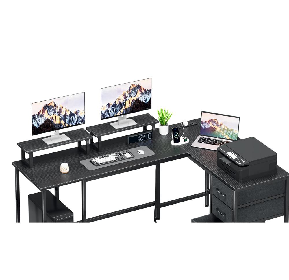 Amazon.com: Korfile 59 inch L Shaped Computer Desk with Power
