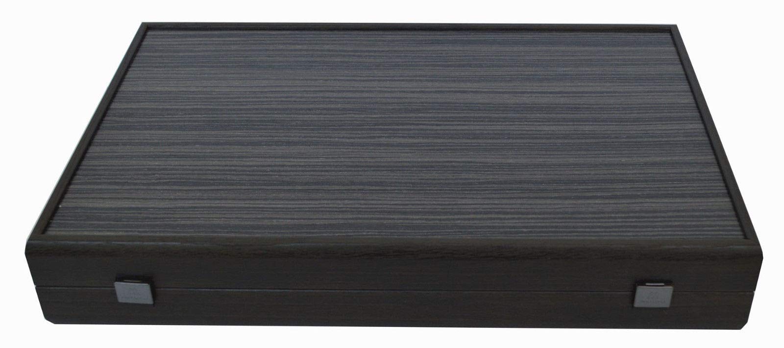 Manopoulos Argento And Black Oak Backgammon Set - Hand Made in Greece