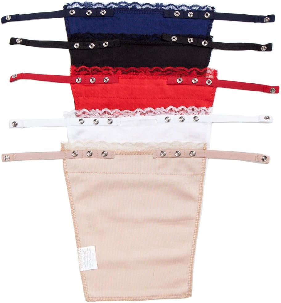 – 5pcs Lady Lace Mock Camisole Clip-on Snappy Bra Insert Overlay Modesty Panel Vest Navy Black red White Beige