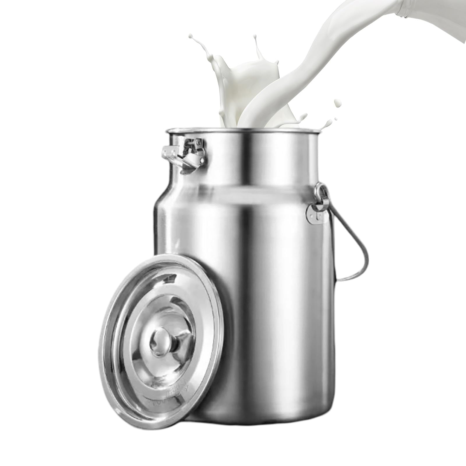 AYCDL Pail Milk Can Bucket,304 Stainless Steel Heavy Duty Jug with Handle and Lid Bucket for Storing Transporting Beverage,10L