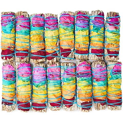 JL Local Chakra Sage Smudge Sticks 4 Inch | Natural Flower White Sage Smudging Wands | Bulk Quantities for Home Cleansing, Meditation, & Smudging Rituals | Sustainably Sourced California White Sage Cover