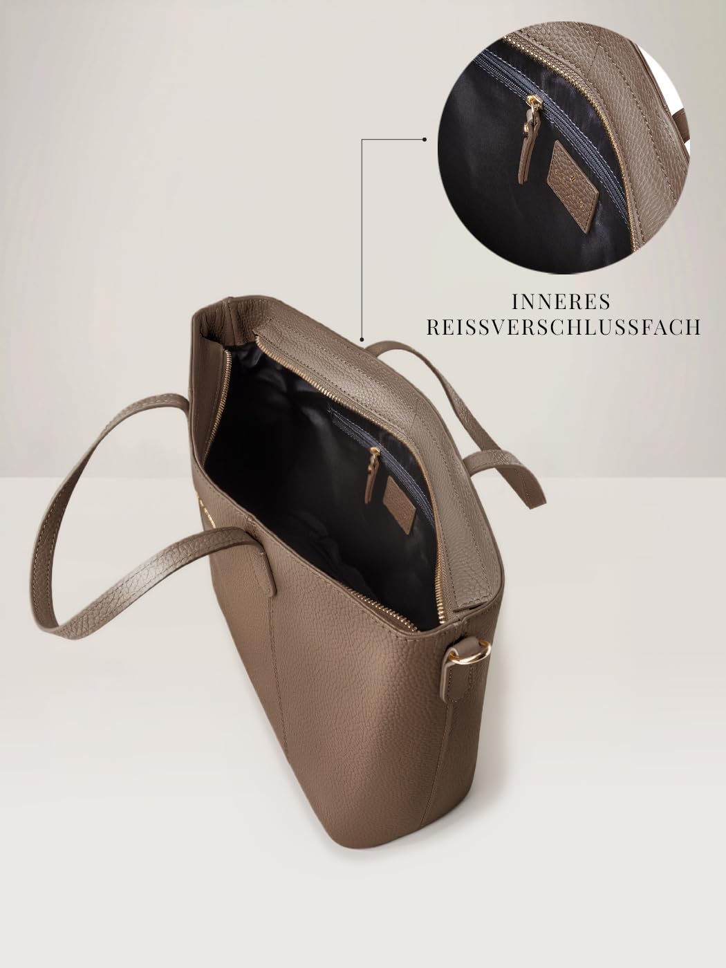 Lazarotti Bologna Damen City Shopper aus Echt-Leder | Tote Bag mit abnehm- & längenverstellbaren Trageriemen | Schultertasche 31 cm