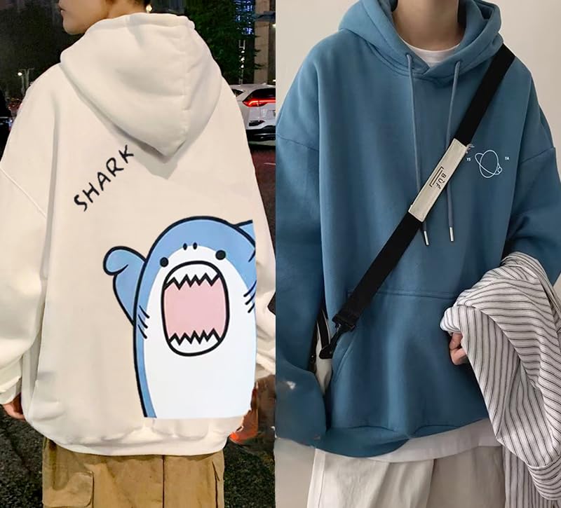 ZITEZHGO Plus Size Cute Shark Cartoon Streetwear Hoodie for Men Women Teen Boy Oversize Pullover Top Clothes4