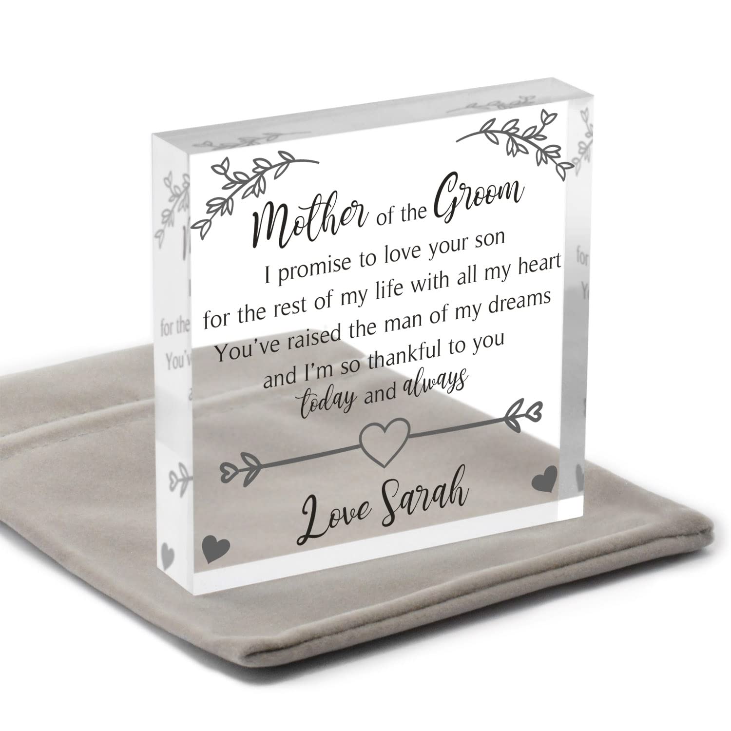 Beecreative Mother Of The Groom Wedding Gift - Mother Of The Groom Gifts From Bride - Thank You Mother Of The Groom - With Grey Bag