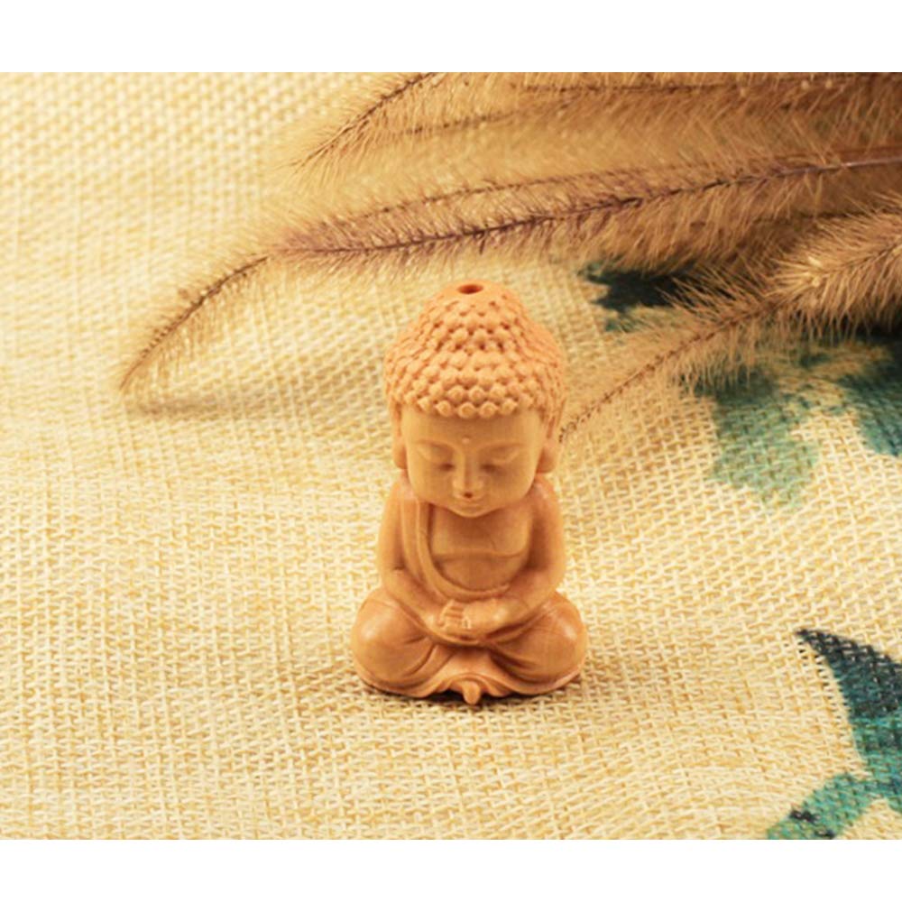 Statuetta Buddha In Legno Intagliato A Mano - Piccola Decorazione Per Meditazione | 4 Cm - Foto 9