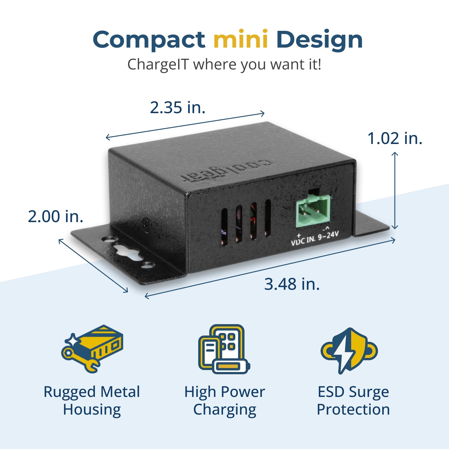 Coolgear Chargeit! Mini 75W Dual Port USB-A & USB-C PD Ladegerät w/PPS & QC4.0 Support, CG-PD60PPS, schwarz