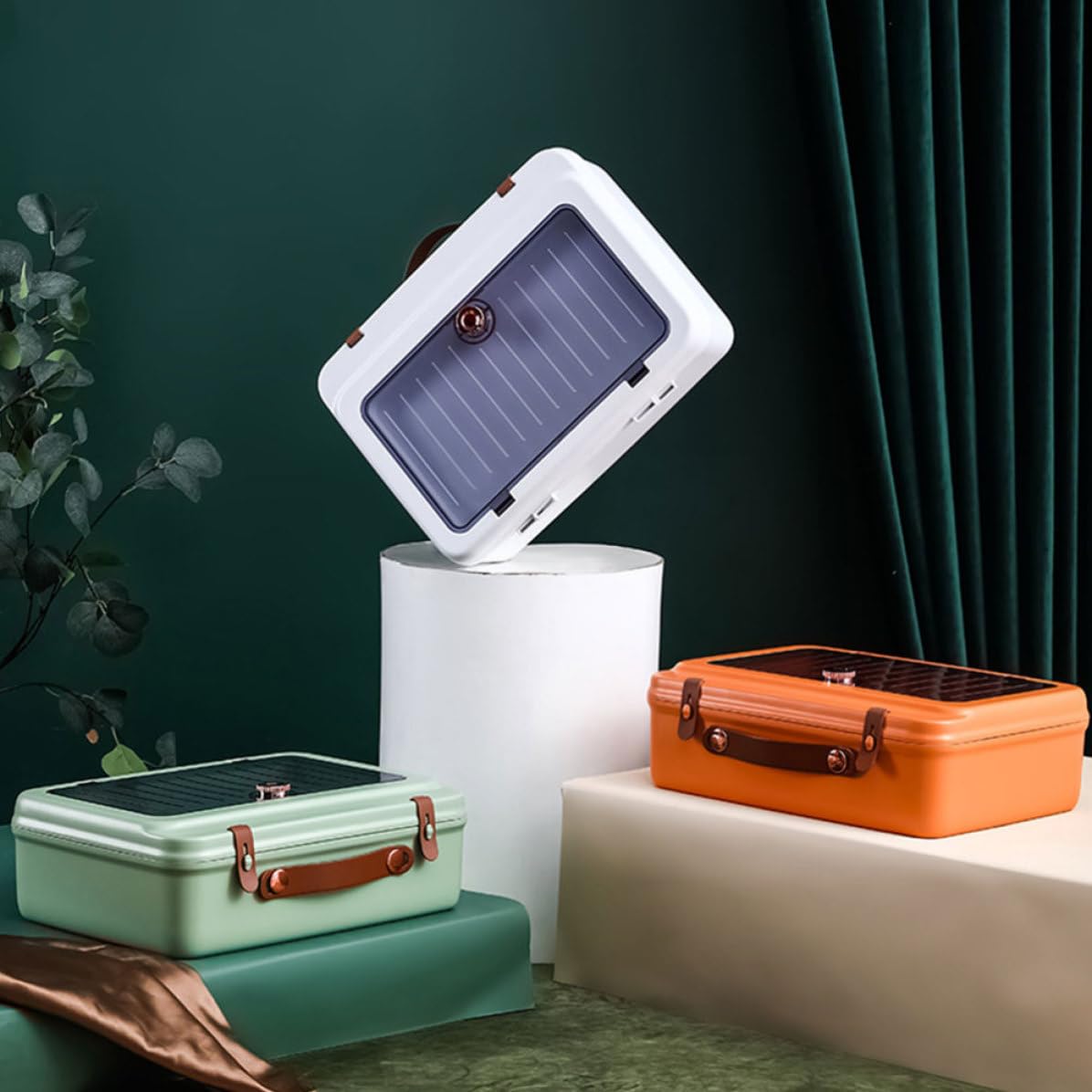 Hemobllo Organisateur de Documents Vert Portable en Abs et Toile, Grosse Capacité Design Multicouche, Pratique pour Rangement de Certificats et Dossiers de Voyage