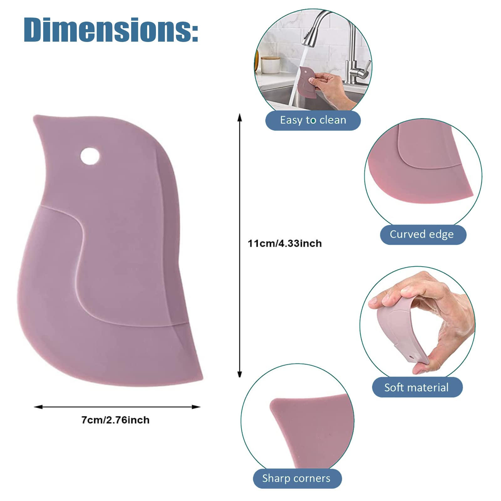 3 Pieces Silicone Grill Scraper, Penguin Silicone Scraper, Silicone Scraper for Kitchen Frying Pans Cleaning Grill Spatula - Image 2