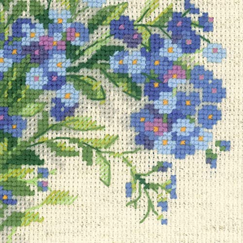 Image of RIOLIS - Forget Me Nots 1496, Floral Cross Stitch Kits 7,87 inch x7,87, Cross Stitch Kits for Beginners & Advanced, Crossstitching Kits Adult, Counted Stitching Kits, Flowers Embroidery Kit