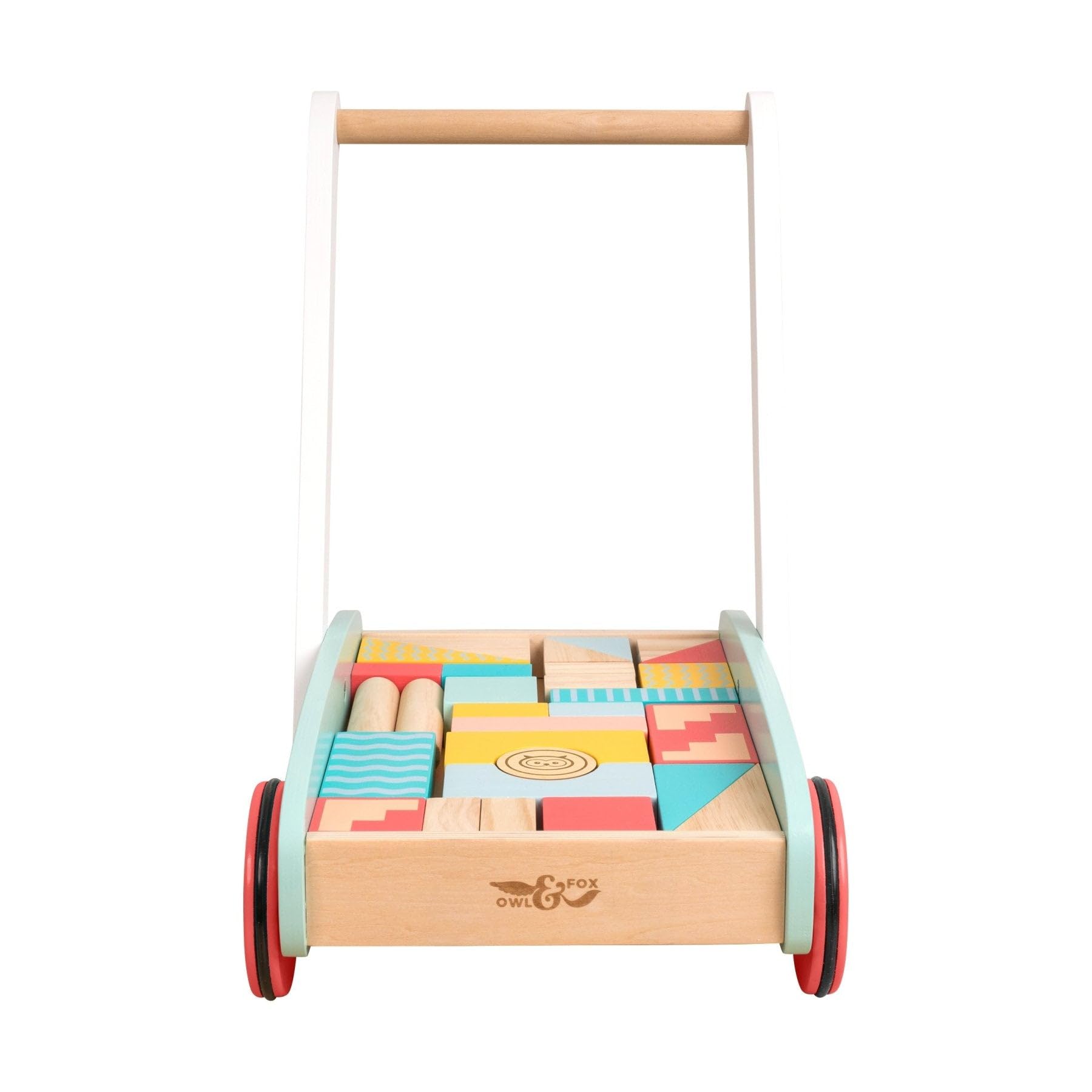 Owl & Fox Trotteur bébé en bois Montessori, activité de poussée traditionnelle et jouet de développement précoce, bois FSC, 12 mois et plus, trotteur pour garçon et fille, chariot de marche pour bébé
