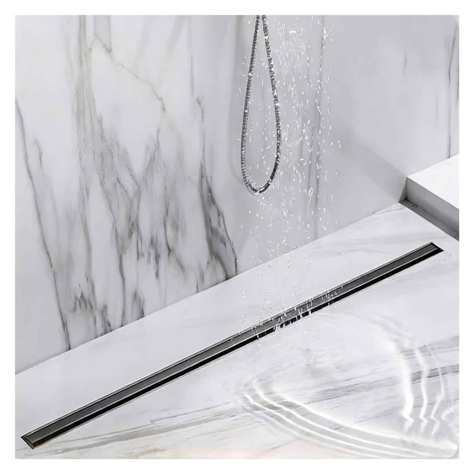 Desagüe de Suelo Invisible Desagüe Lineal Esbelto De Acero Inoxidable, Desagüe De Canaleta para Baño Cocina con Salida Lateral Y Bandeja para Revestimiento Cerámico(Gray,L 11 4/5 in(30cm))