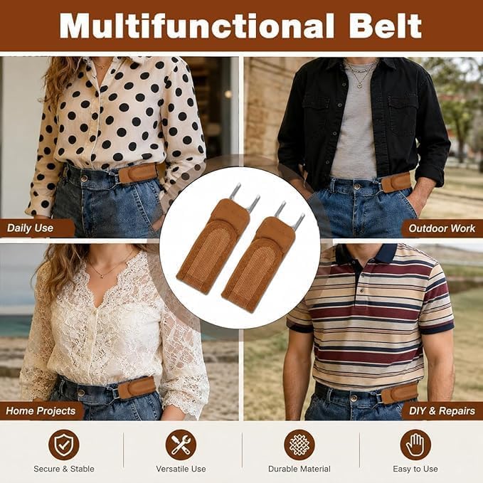 Image of GK ELITE Buckleless Belt Hook for Men & Women, Invisible Elastic Waist Belt with Tactical Metal Hook Fastener, No Buckle Design for Jeans, Trousers, Workwear and Daily Casual Use