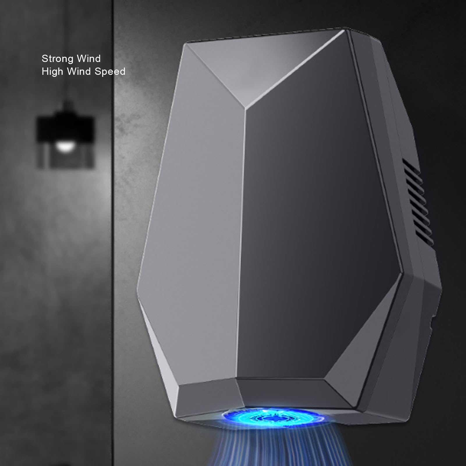 Qcwwy Secador de Manos con Detección Automática, 1600 W, Funcionamiento sin, 45 ℃, Viento Caliente, Secador de Manos Eléctrico Montado en la Pared para Baño, Inodoro, Comercial, (Enchufe Europeo