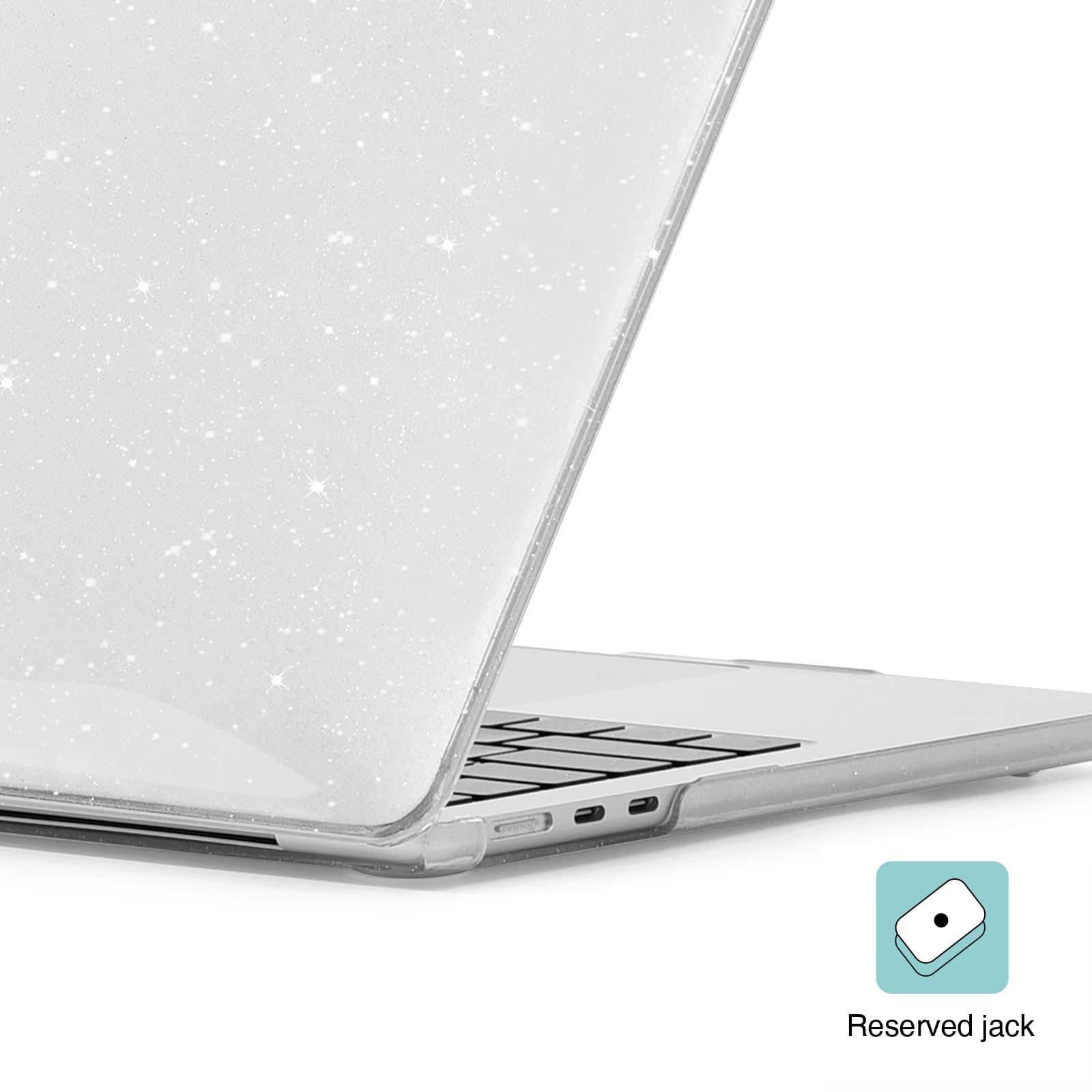 EooCoo Custodia Compatibile con MacBook Air 13.6 Pollici M2 A2681 M3 A3113 M4 A3240 con Touch ID, 2022 2024 2025 Rilasciato, Mac 13,6" Plastica Cover Rigide - Scintillante Cristallo Trasparent