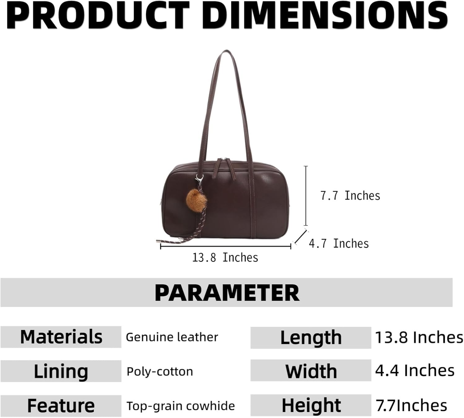 Leather Shoulder Bag for Women | Large Structured Tote Purse, Classic Work Office Satchel with Top Zipper Closure