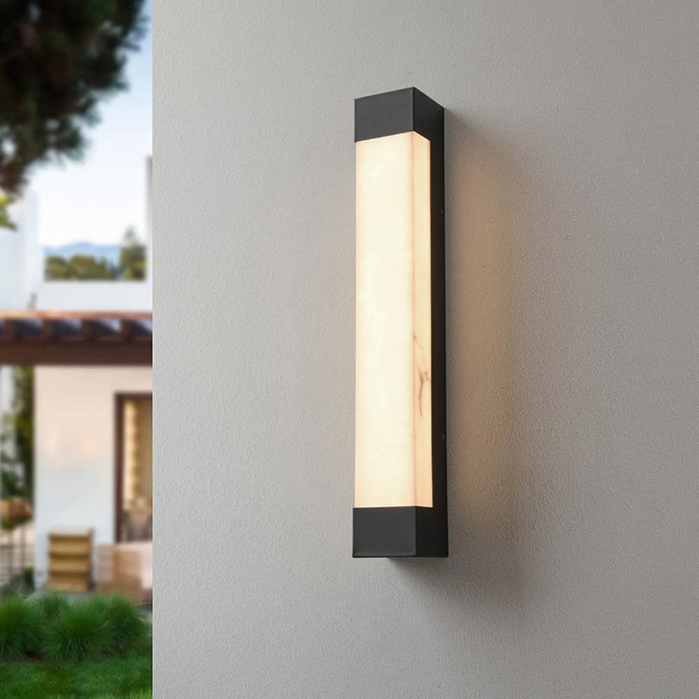 Applique murale extérieure moderne 17,7 pouces imitation marbre Appliques murales extérieures luminaire 3000K Intérieur Extérieur LED Long Éclairage Mural Pour Maison Porche Couloir Escalier Salon