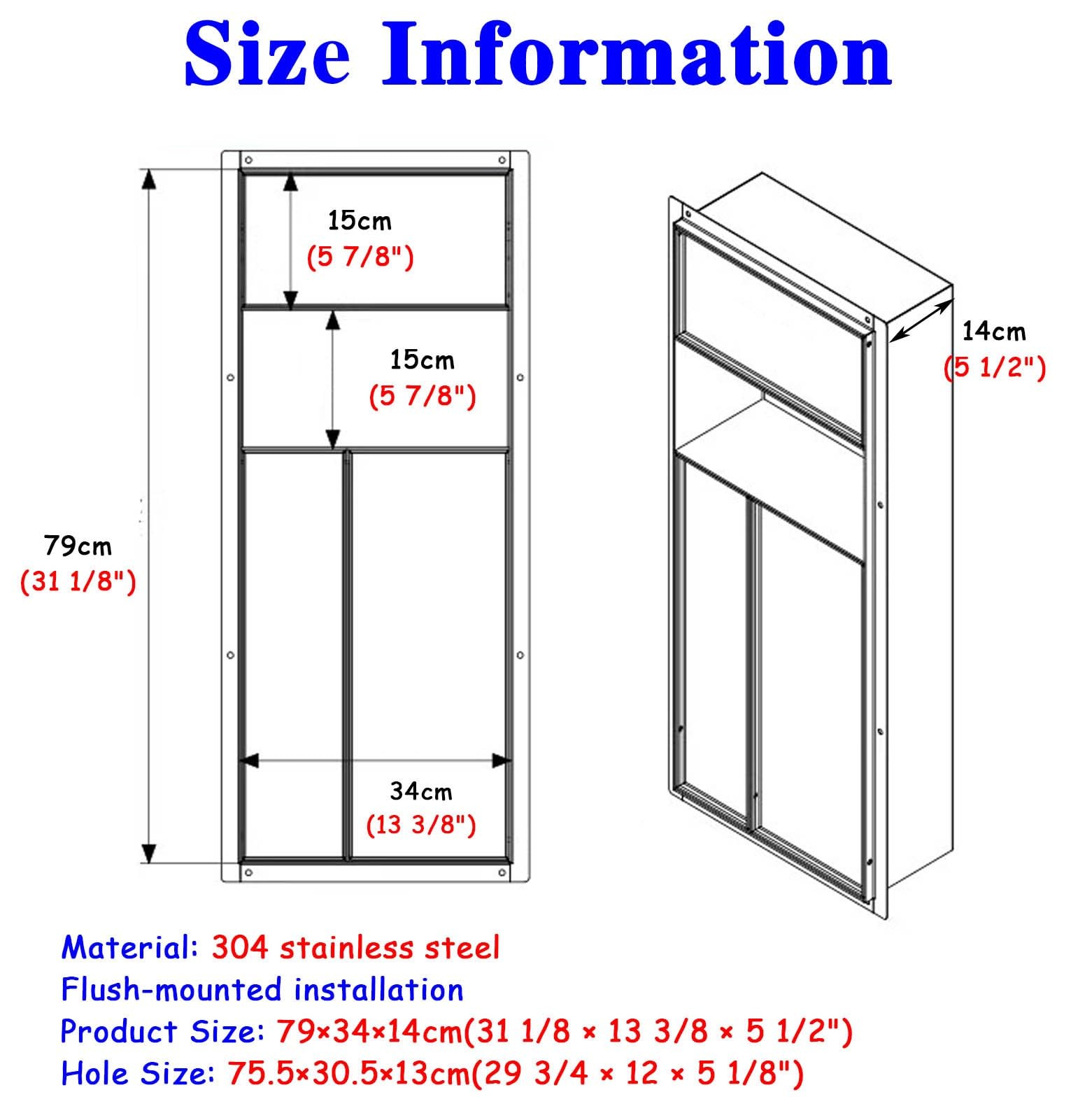 Nicchia Doccia Incasso Nicchia a Muro per Carta Igienica, Cestino per Rifiuti e Mobiletto, Porta Scopino per WC In Acciaio Inossidabile, Ideale per La Ristrutturazione del Bagno