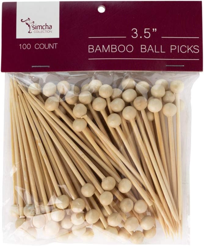 Bamboo Picks - 3.5" | Simcha Collection | Ball End | 100 Pcs.