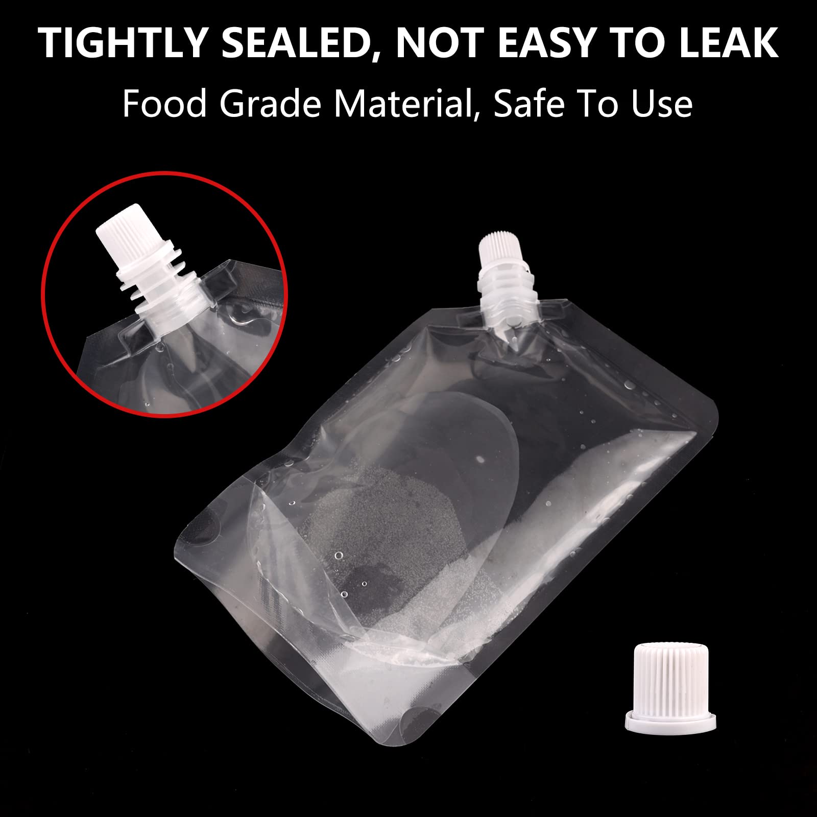 Bekecidi 20 Pack Sap Pouch Zakken Drinken Pouch Lekvrije Drank Pouch Plastic Drink Zakken en Trechter voor Festivals Feest Picknick Drank Drank Dranken (5 Maten