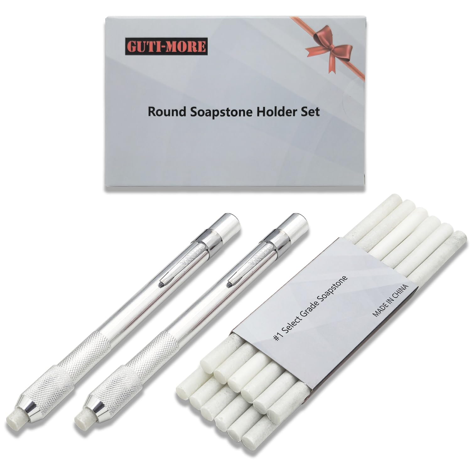 Gutimore Round Soapstone Holder 2pcs Round Soapstone Pencils with 14pcs Soapstone Refills for Welding,Metal Fabrication, Construction, and Textile