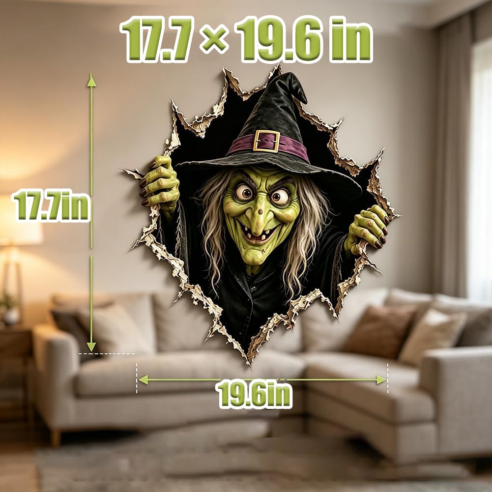 Halloween Break-in 3D Wall Decals, 2027 New Halloween Wall Stickers, 3D Illusion Effect, Spooky Home Decor, Indoor Wall Sticker, Halloweens Theme，4pcs-F