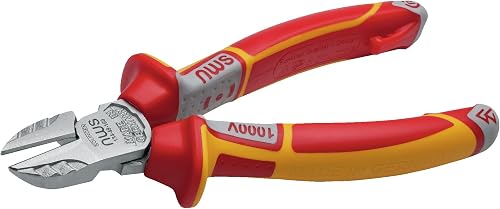 NWS 7" Side Cutter VDE - Matte Chromium - SoftGripp, Tethered Attachment
