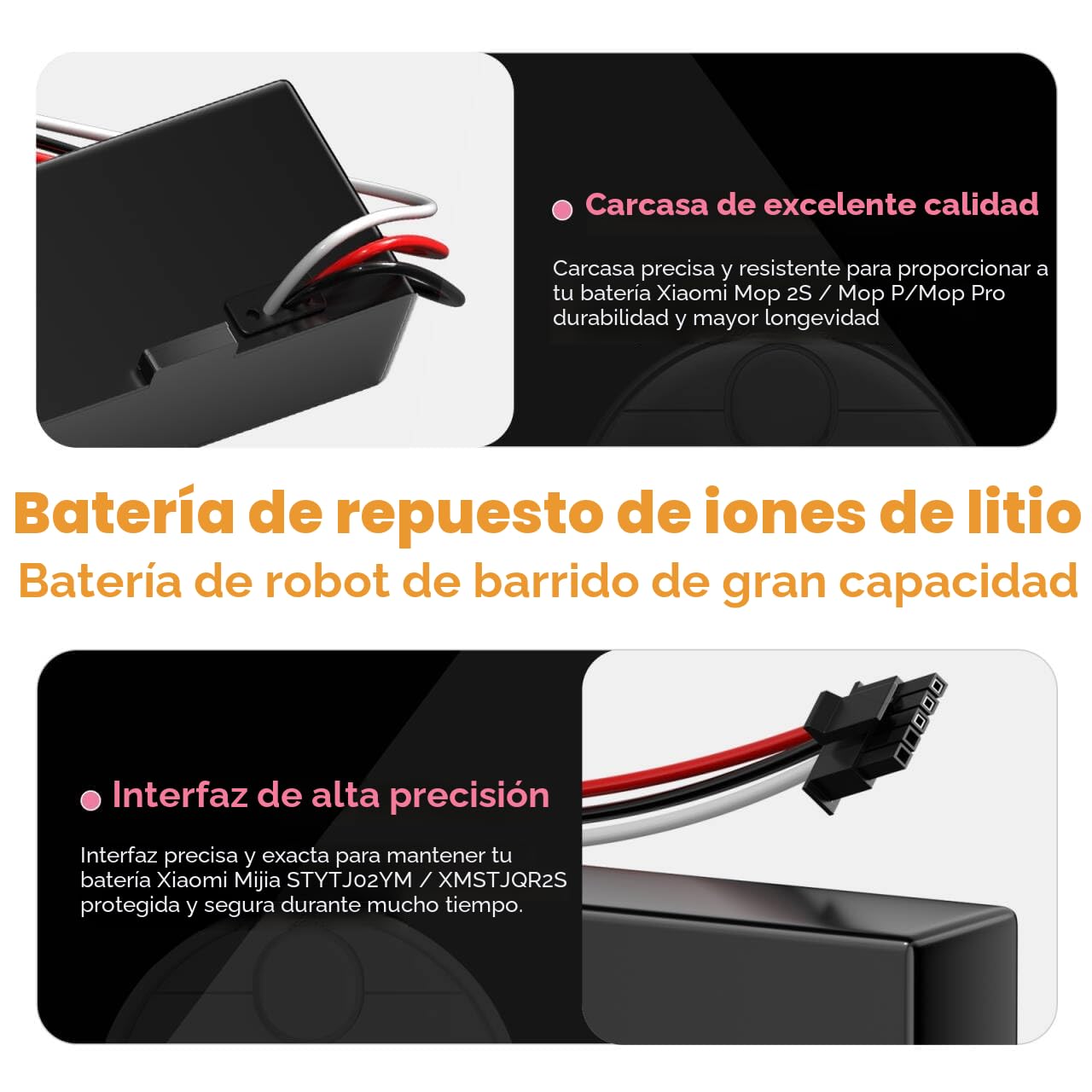 CITYORK 6200mAh 14,4V Batería de Repuesto para Xiaomi Mop 2S / Mop P/Mop Pro, Batería Compatible con Xiaomi Mijia STYTJ02YM / XMSTJQR2S Aspiradora Robot Batería