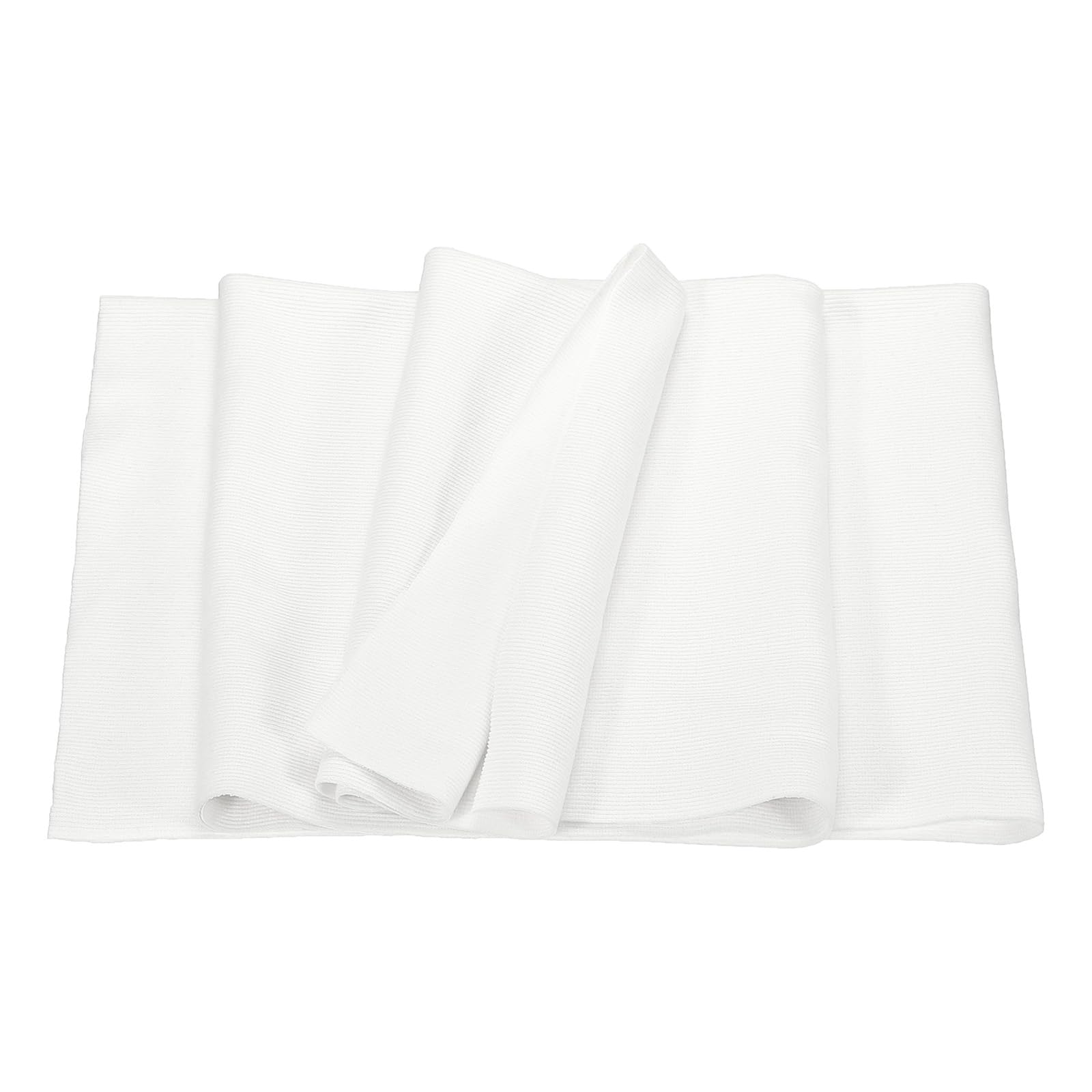 MECCANIXITY 47" Elastic Cuffs Ribbed Trims Cotton Fabric Knit Rib Stretch Tape Cuff Sleeve Waistband for Sewing, 20" Wide White