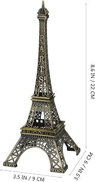 HOMSFOU Vintage Eiffel Tower Model 3D Architectural Craft Alloy Figurine Desktop Decor Landmark Ornament Gift