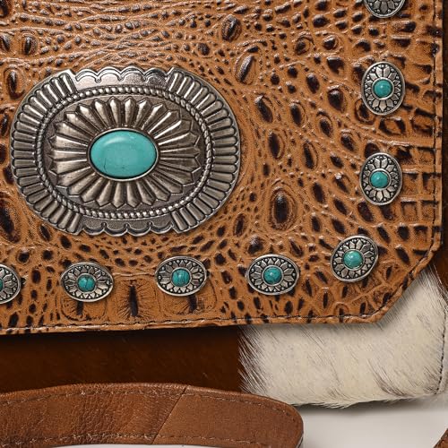 American Darling Briefcase Hand Tooled Hair On Genuine Leather women western handbag | Bag for4
