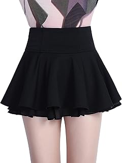 レディース シフォン 無地 スカート プリーツ ミニスカート ふんわり 可愛い 白 黒