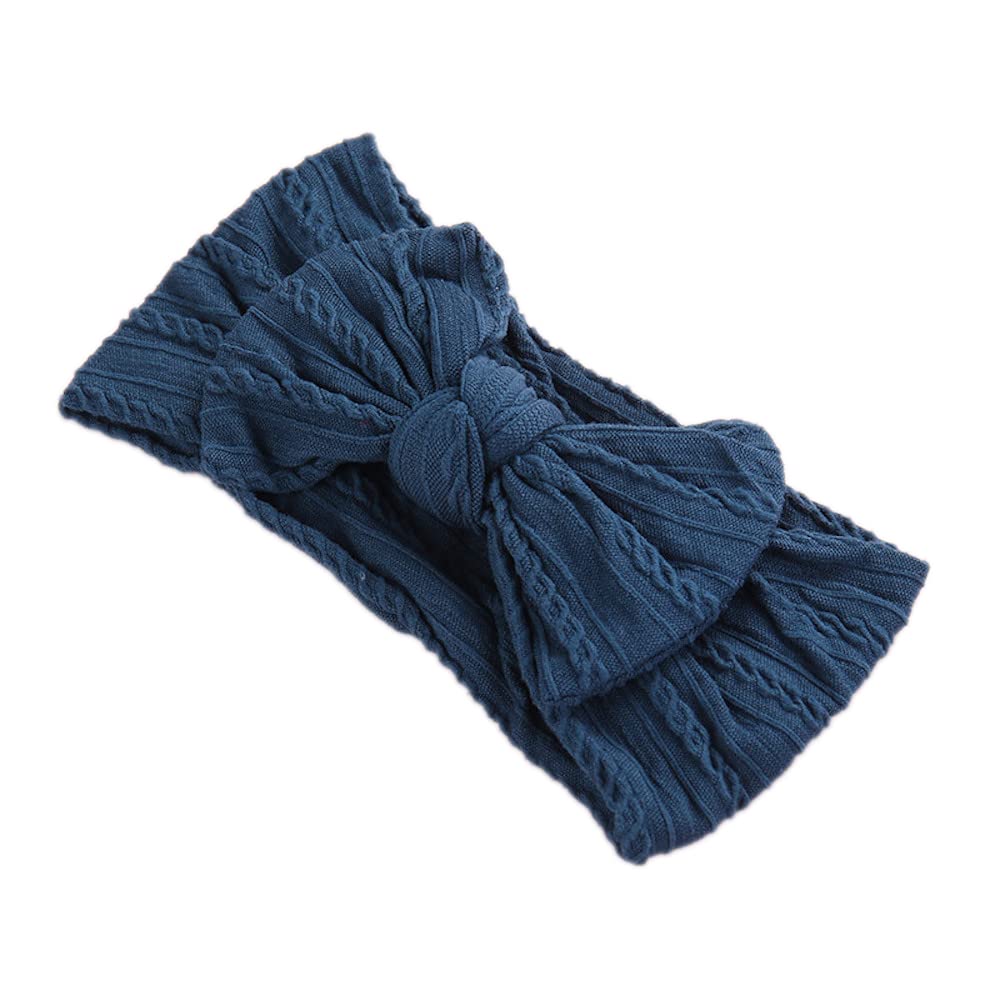 Anevous 1 Stück Baby Turban Stirnband Baby, Nylon Stirnbänder Baby Schleife Stirnbänder, Weiche Schleife Kopfbedeckung Elastische Haarbände für Neugeborene, Kleinkinder,Königsblau