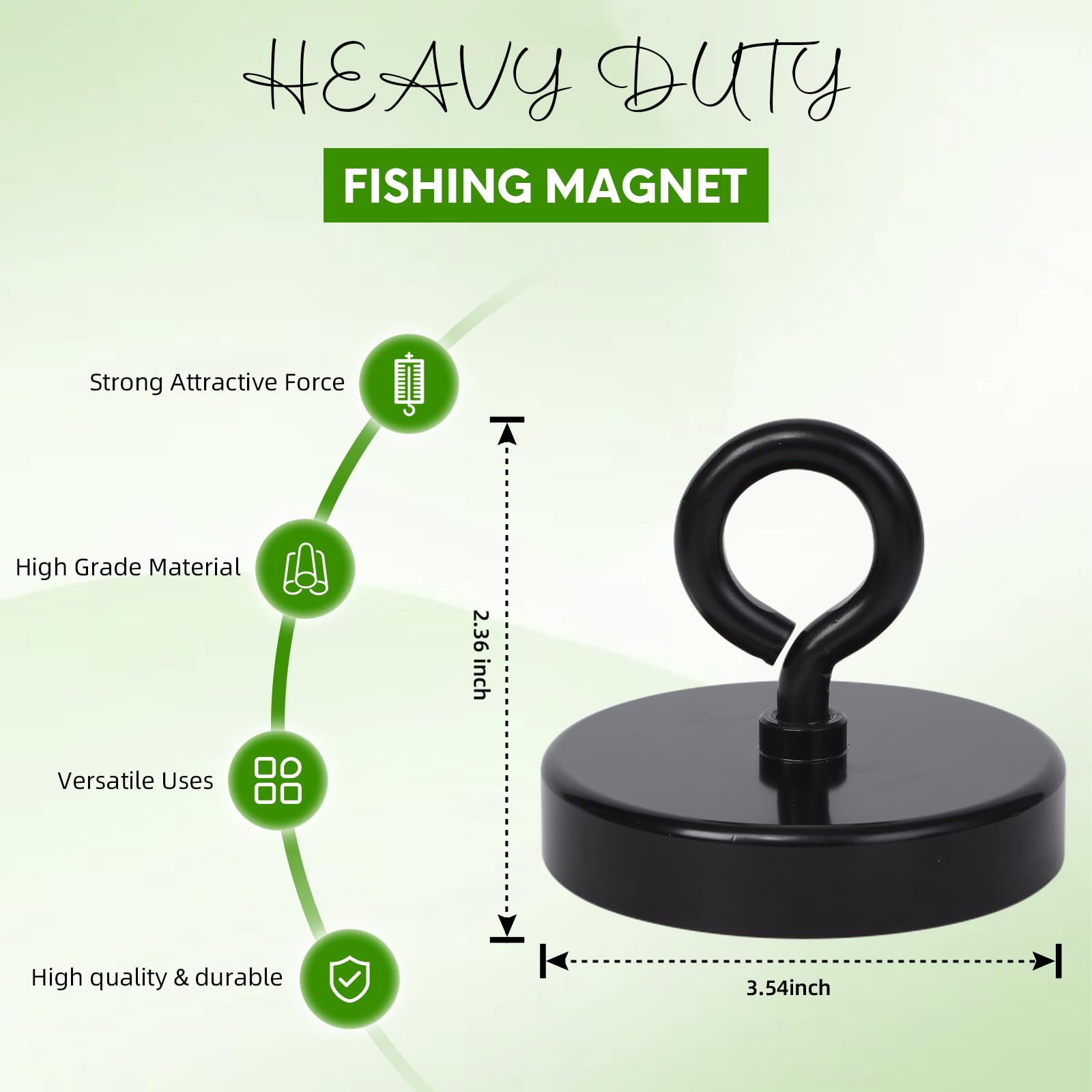 Strong Fishing Magnet - 1000lb Pulling Force -4