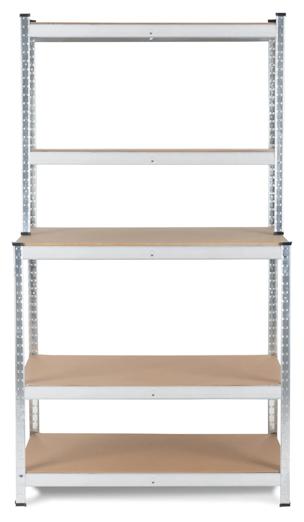 Stagecaptain WBR-175 SR Scaffale da Banco da Lavoro con Ripiani in Legno | Scaffale a incastro robusto per officina, magazzino, cantina e dispensa, Struttura metallica zincata