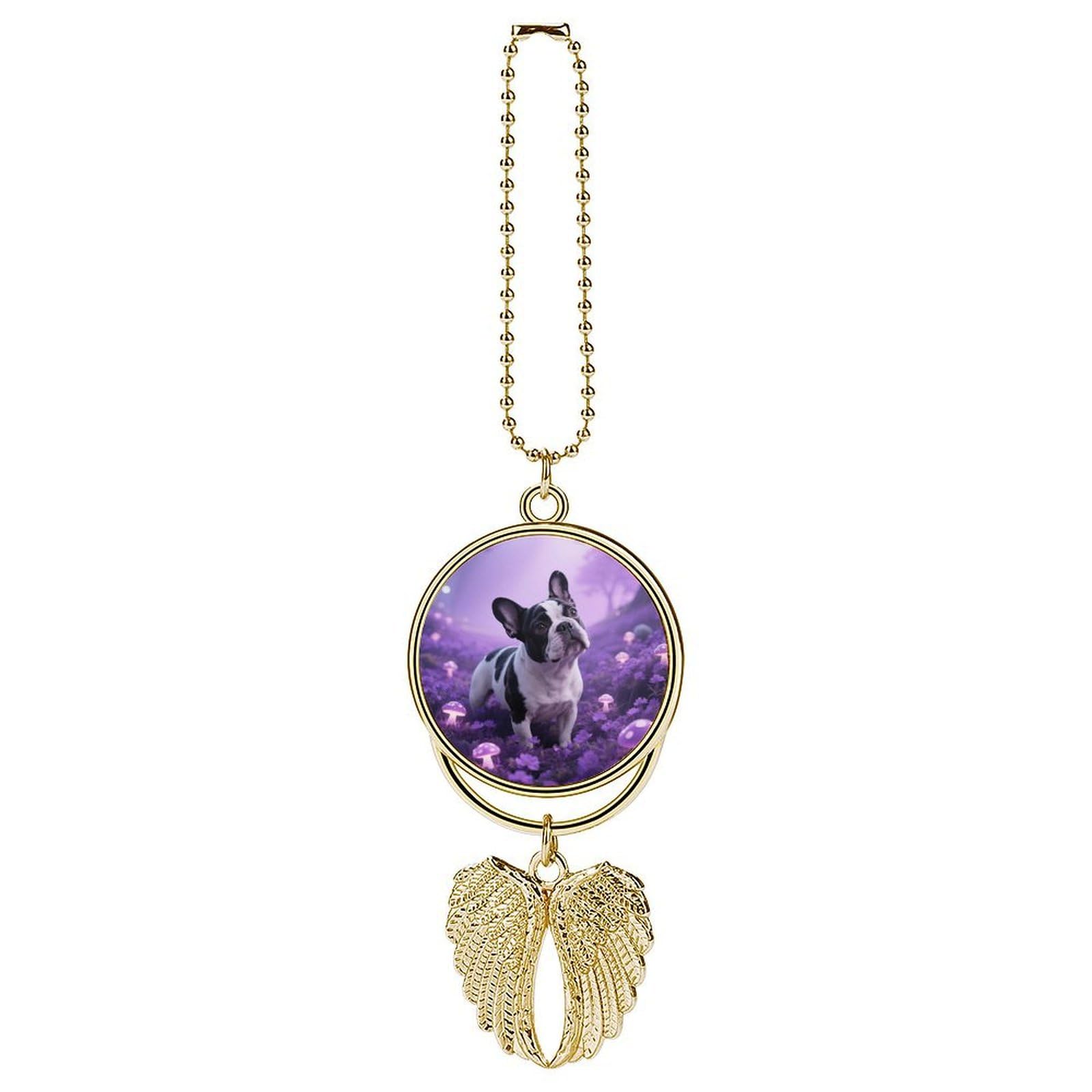 Dog Mushroom Car Charm, Alloy Rear View Mirror Pendant, Bling Funny Car Hanging Ornament Gift for Women Men, Car Pendant Lucky Auto Interior Decoration Accessories Golden-Style