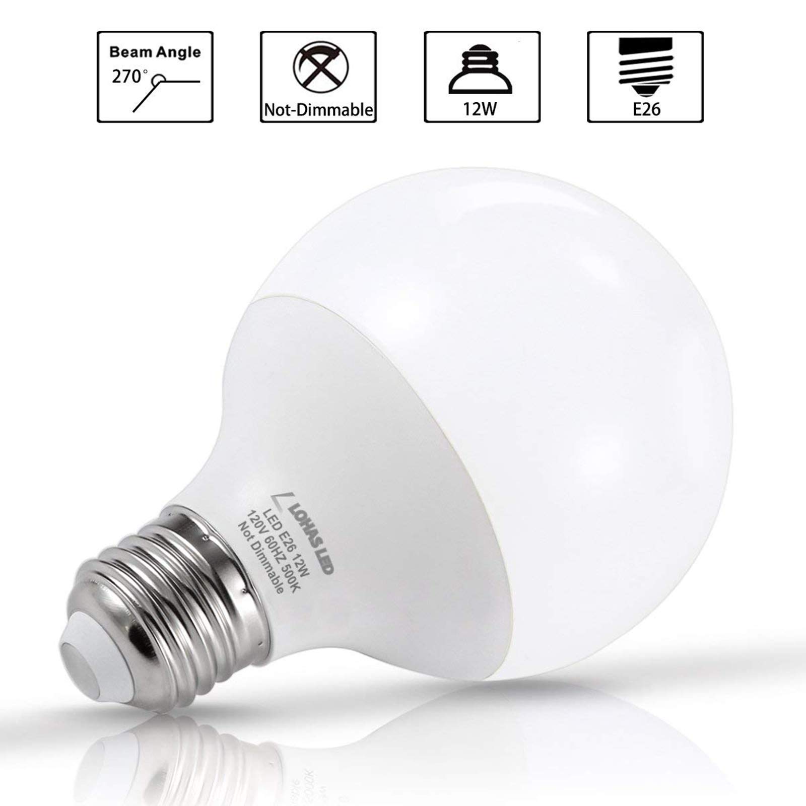 E27 Ampoules LED Ampoules Daylight 5000K Equivalent 75 TO100W Incandescent G80 Halogen Globe Forme Lampe à vis 950 Lumens Vanity 4pack