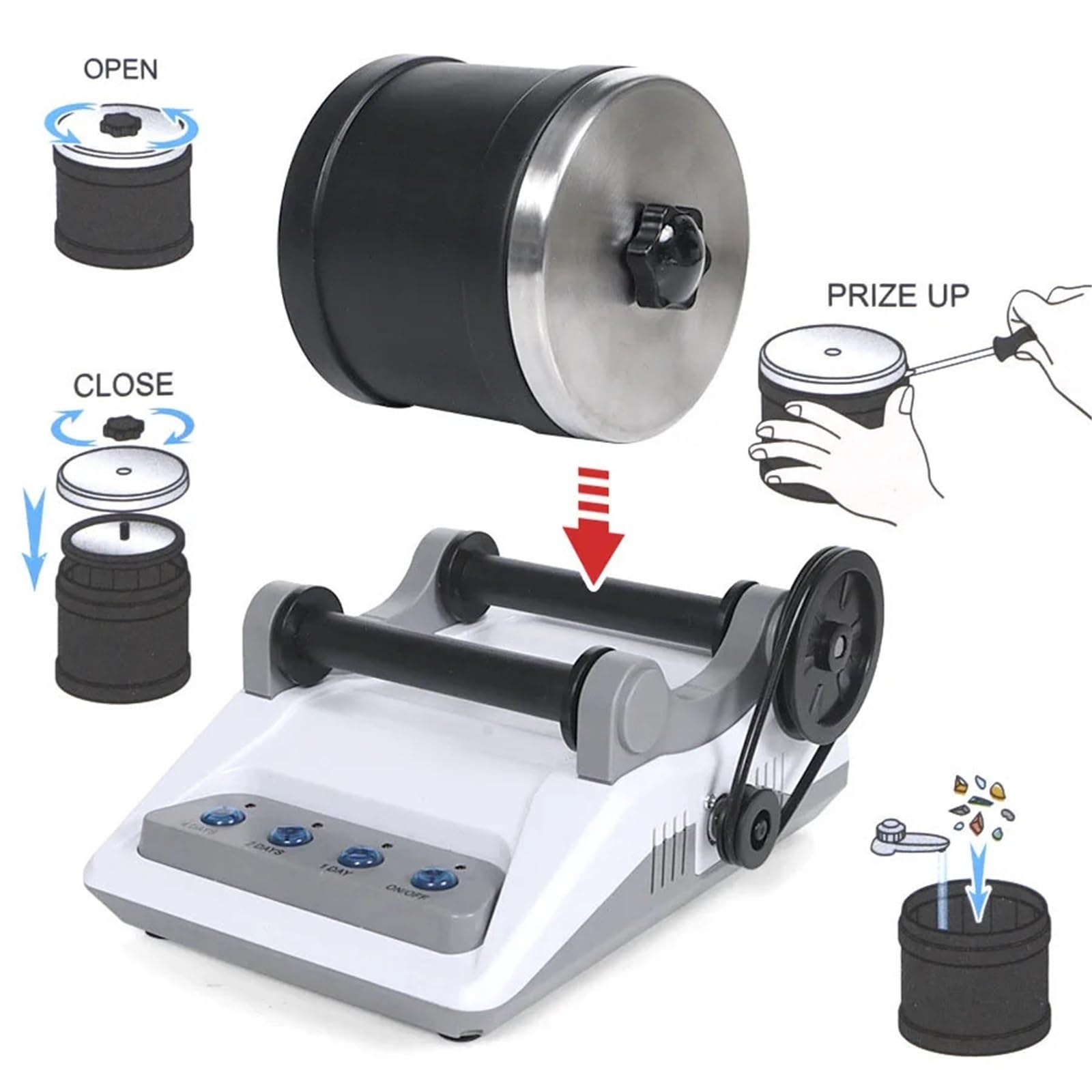 Pulidora de Banco, Kit profesional de pulido de rocas, máquina pulidora de piedras preciosas for bricolaje, kit electrónico de pulido de rocas