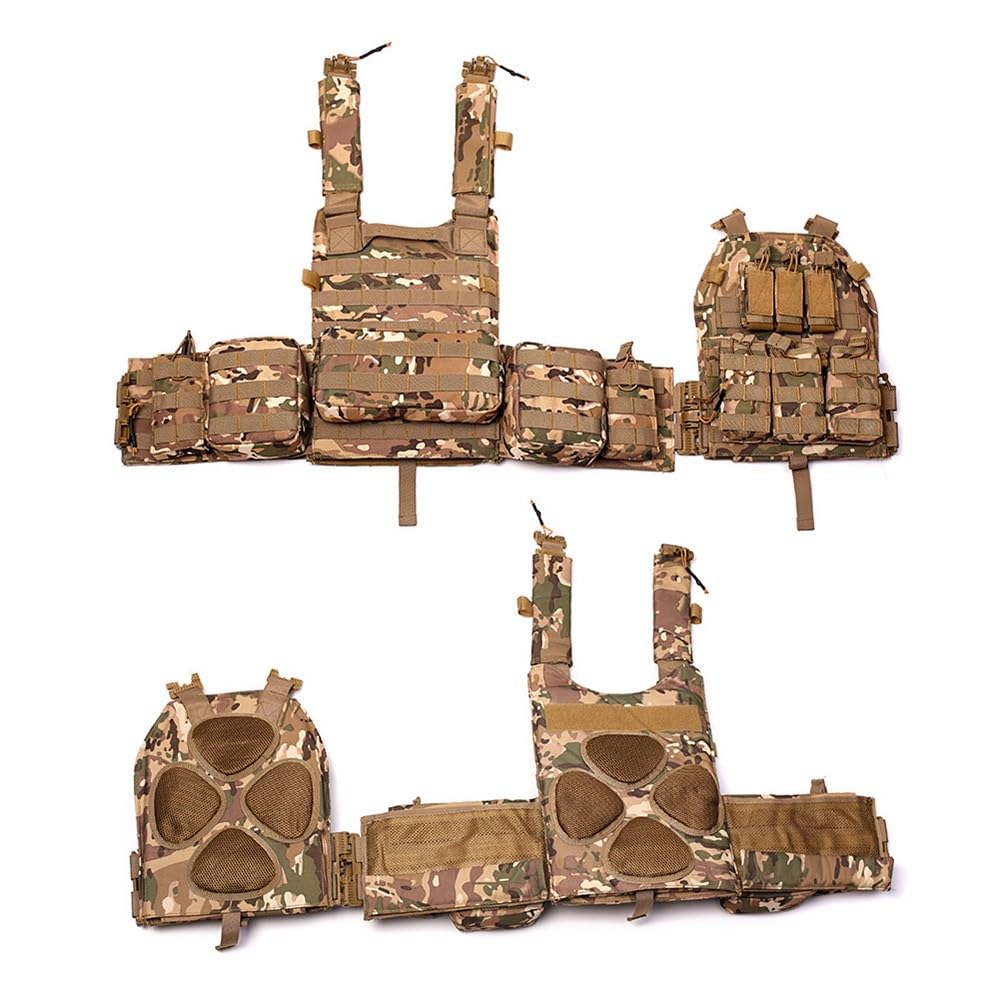 Chaleco Táctico con Bolsillos Modulares Multifuncionales, Sistema MOLLE de Liberación Rápida, Chaleco Ajustable con Gran Capacidad de Almacenamiento para Outdoor