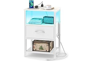 Yoobure 3-Tier Bedroom Nightstand with Charging Station