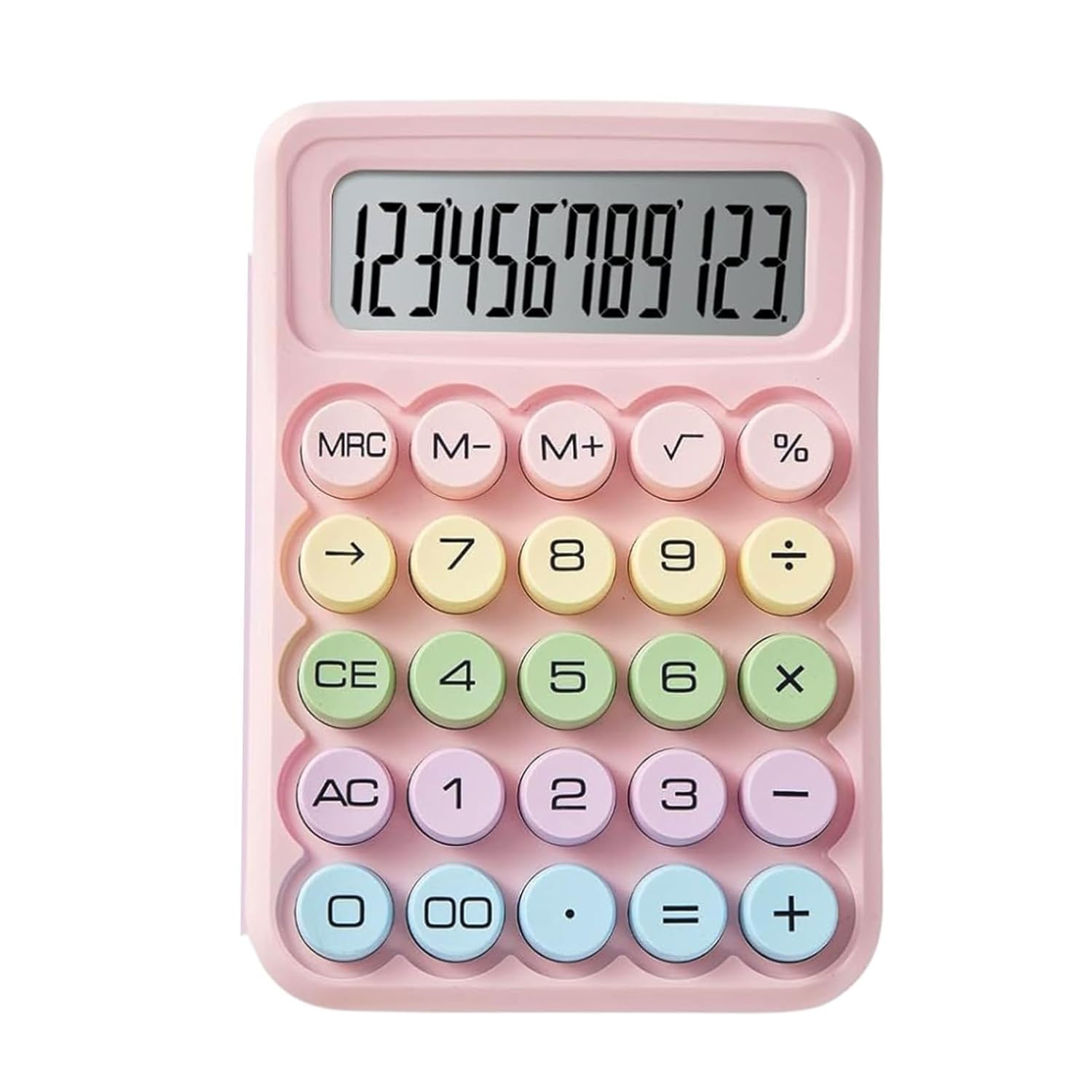 Desktop Calculator 12-Digit – Large LCD Display, Big Buttons, Dual Power, Easy Press Keypad – Compact,aethestic, Basic Calculator for Office, Home, School, Kids & Students (Multicolor)